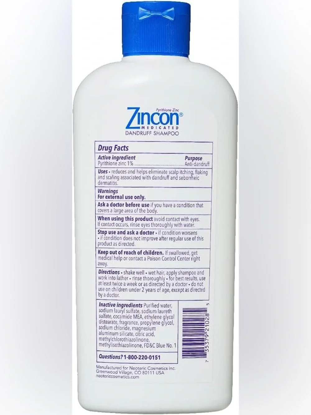 Zincon Medicated Dandruff Shampoo - 8 fl oz